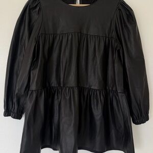 Cato Black Faux Leather Top